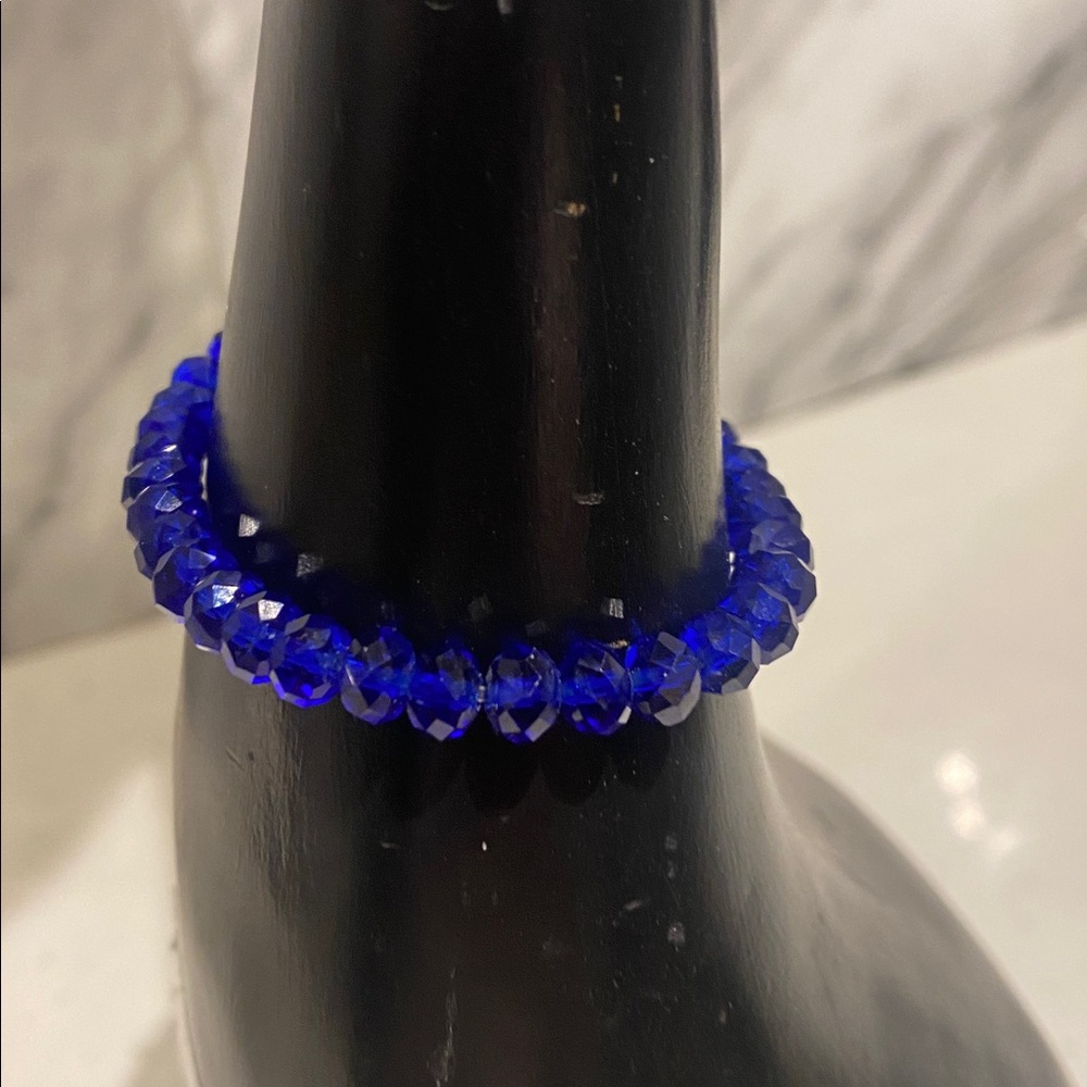 Blue Beaded evil eye Bracelet Austrian Crystal - Picture 5 of 6